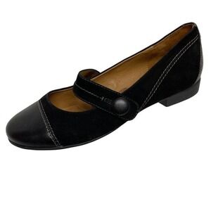 Sofft Trendy Black Leather & Suede Mary Jane Comfort Shoes Flats Women's Size 8‎